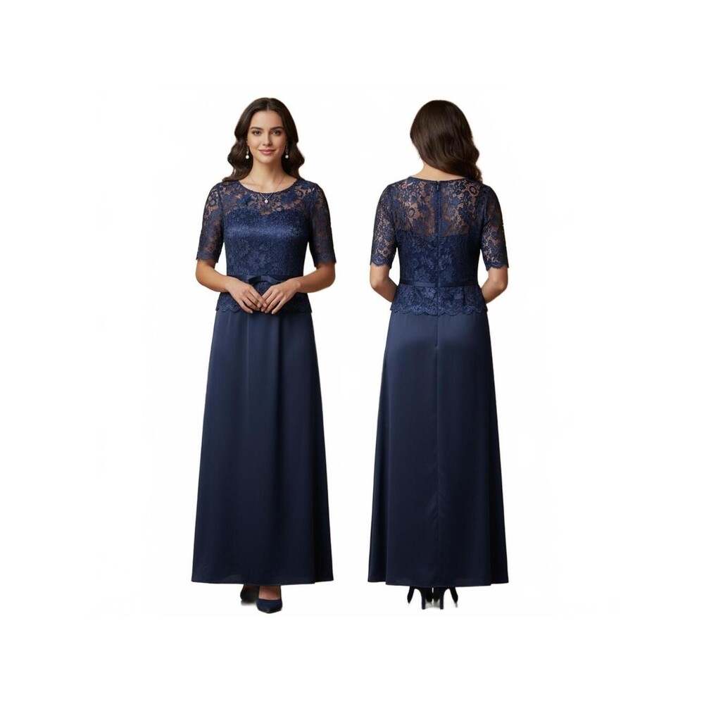 Lace Maxi Dress Elegant Formal Gown Evening Party Special Occasion Blue
